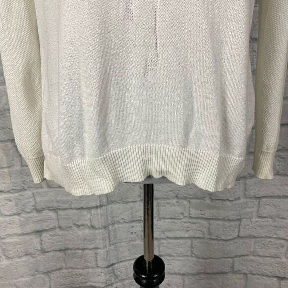 Merona women L scoopneck Longsleeve flamingo imprint lightweight sweater white - Picture 4 of 10